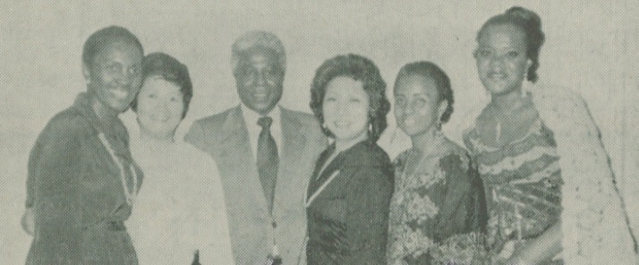 Dorothy Jackson, Mika Saito, Ghanaian Ambassador Victor Esem Wood, Marry Alexander, Essie Wood and Mrs, Simba.