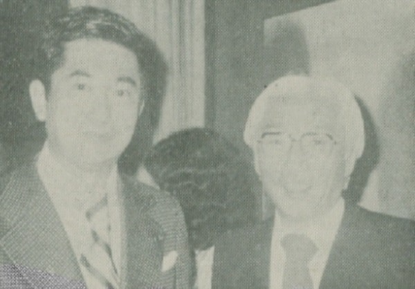 Shintaro Ishihara and Akio Morita at French Embassy.