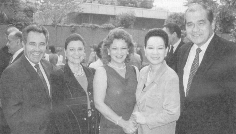 Bolivian Ambassador Eudoro Galinda, Maria Anderson, Karen Galindo, Azucena (Annie) Arguelles and Philippine Ambassador Romeo A. Arguelles.