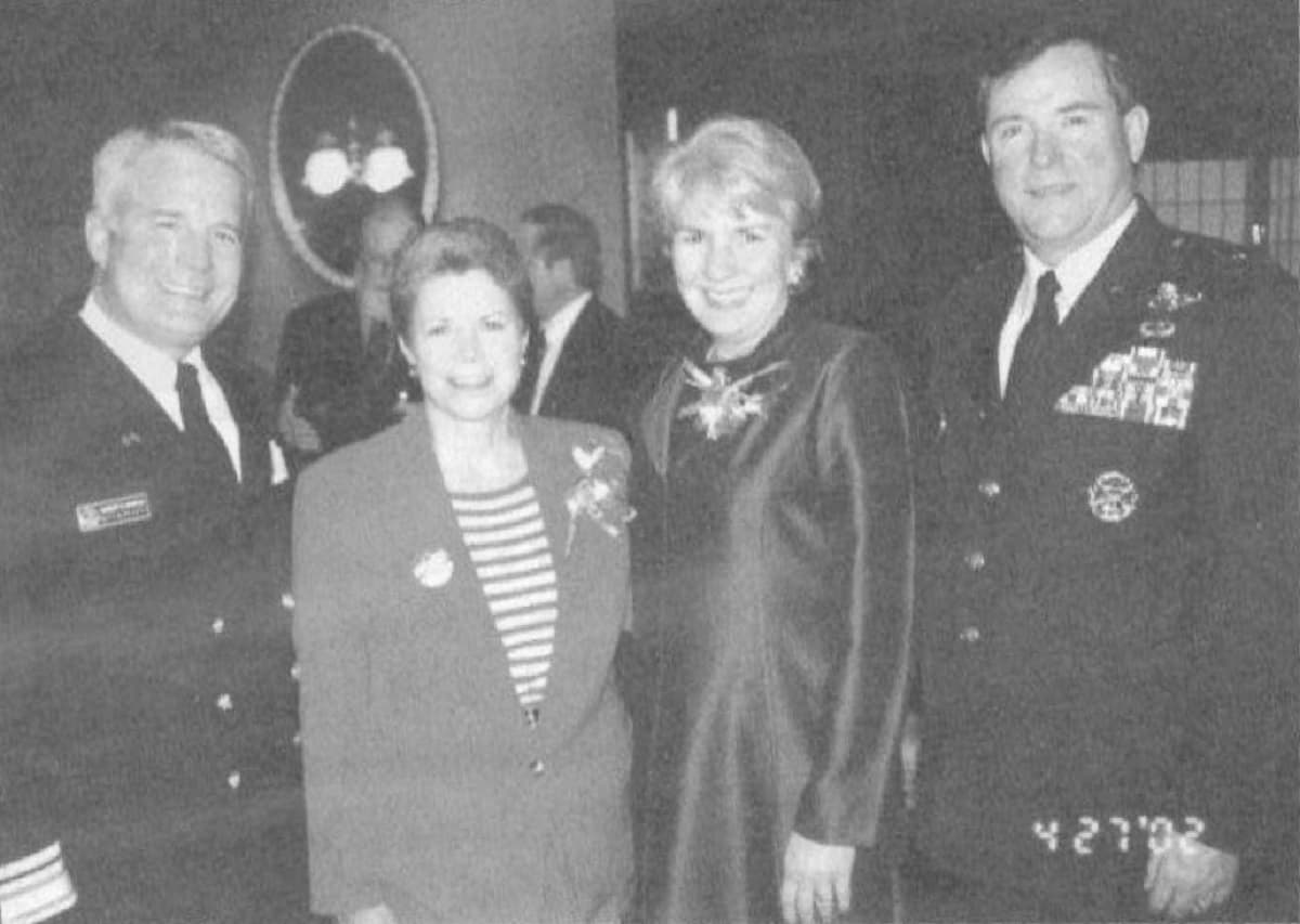 Rear Admiral Robert C. Chaplin, Commander, U.S. Naval Forces japan, wife Jan, Sheila Waskow and Lt. General Thomas Waskow
