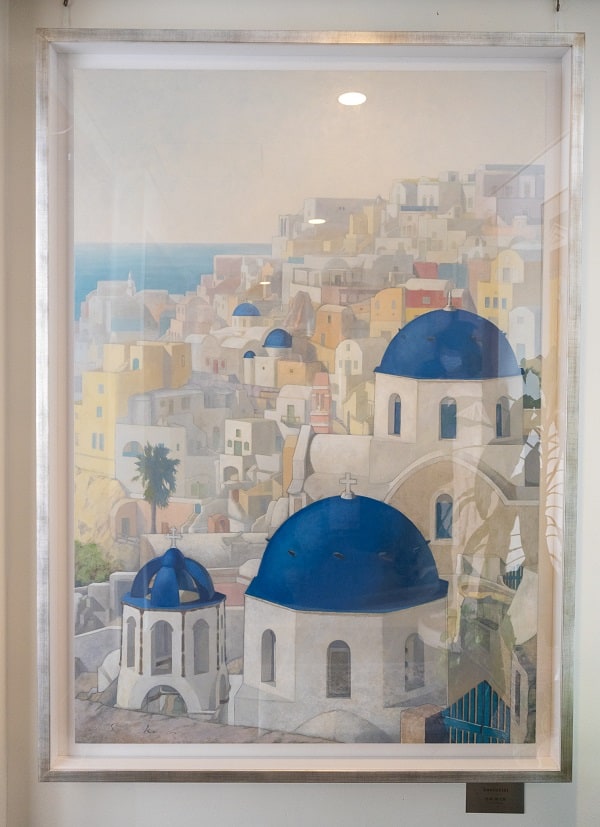 A painting of Santorini