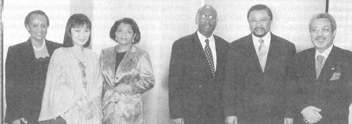 Manna Boule, Tazuko Hala Farah, Jeanine Ping, Gabonese Ambassador Vincent Boule, Gabonese Minister of Foreign Affairs Jean Ping, Djibouti Ambassador Rachad Farah