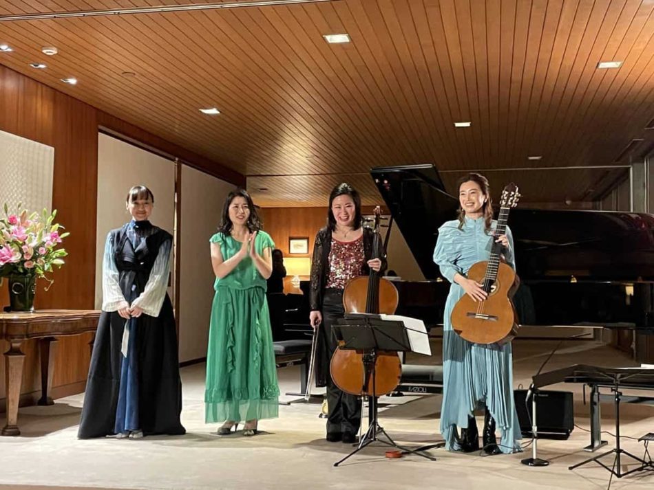 Right to Left）Kaori Muraji, Marumo Sasaki, Tamami Iwata, Ryoko Aoki at Italian Embassy House Concert