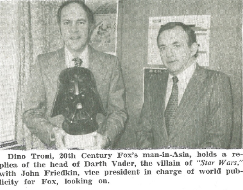 Darth Vader bust in Japan, Dino Troni and John Friedkin from 20th Centory Fox, and Fox