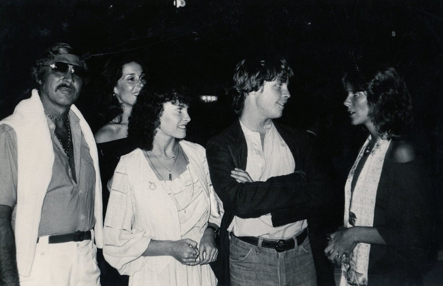 Mark Hamill and Bill Hersey meeting songstress Debby Boone at the Tokyo Music Festival reception.