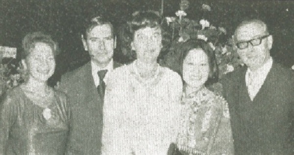 Wieslawa Perkowicz and Polish Ambassador Stefan Perkowicz, Stanisalava Houska, Kaoru Nakamura and Czechoslovakian Ambassador Karel Houska.