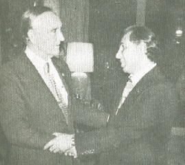 Old friends get together: U.S. Ambassador Mike Mansfield and Moroccan Ambassador Abdelslam Tadlaoui.