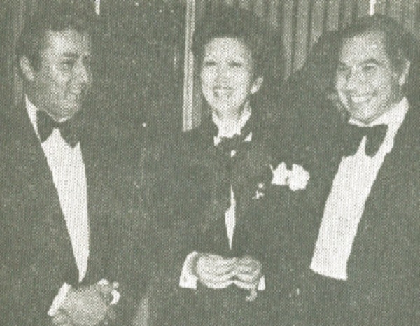 Hanae Mori with UAE Ambassador Ahmed Salim Al-Mokarrab and Moroccan Ambassador Abdeslam Tadlaoui.
