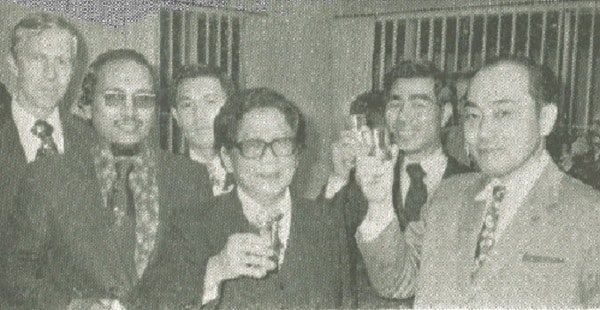 Martin Collacott, with G.K.A. Kumaraseri, Sumio Shido, Ambassador Taik Choon Lim, Mitsumasa Iwata and Takeo Iguchi.