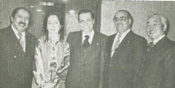 Algerian Ambassador Brahim Ghafa and Assia Ghafa, Lebanese Ambassador Joseph Naffah, Kuwaiti Ambassador Ahmad Ghaith Abdullah and Kunio Katakura.