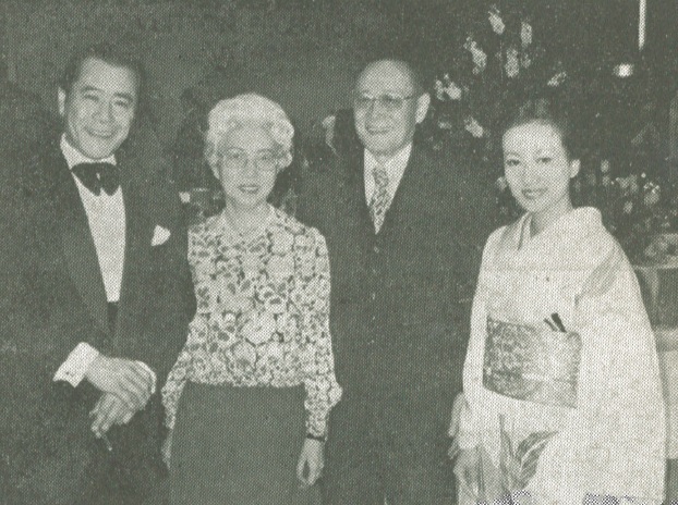 Toshiro Mifune, Setsuko and Yoshio Higachiuchi, president of The Japan Times, and Mrs Mifune at the Louis Vuitton reception