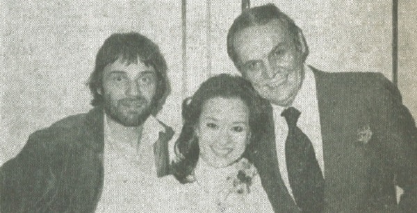 Judy Ong flanked by French singer Yves Simon and host Paul Hughes.