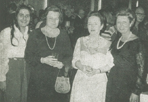 Anastasia Ioannidis, Helga Weidinger, wife of  the Austrian Ambassador, Maire Neligan, wife of the Irish Ambassador, and Natalie Ermakoff at the Greek National Day.