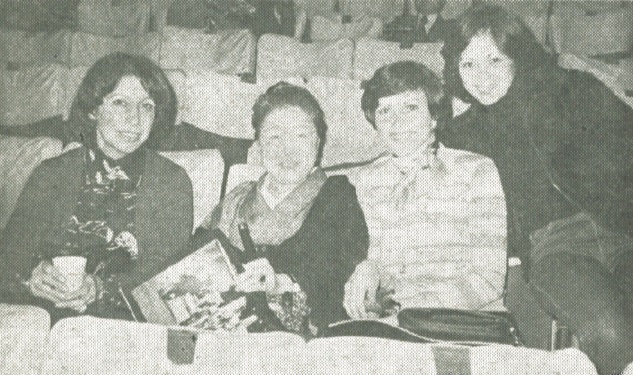Maria Elisa Yanagihara, Mrs. Kawakita, Leonora Troni and Kay Dawson all pose just before the early a.j. screening of "Star Wars."