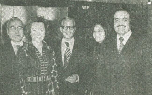 Goro and Perla Nakasone, Saudi Arabian Ambassador Zein Dabbagh, Mrs. Nazir and Saudi Arabia's Minister of Planning, Hisham Nazir.