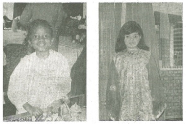 Astou, daughter of Senegalese Ambassador and Mme. Assane Diouf, and Lulwa, 10, daughter of Qatar Ambassador Hamad Al-Hajiri.