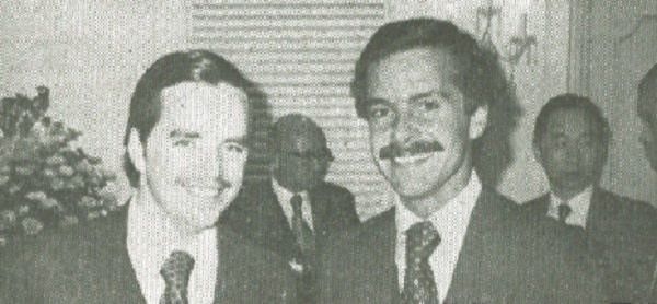 Jose Miquel De La Cruz with Jose Antonio Lopez at Chilean Embassy