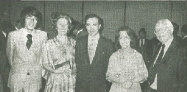 Hiroaki Suzuki, of the Overseas Economic Cooperation Fund, Margarethe, Ernst, Tunisian Ambassador Habib Ben Yahia and Najet, and Wolfgang Ernst at Tunisia National Day.