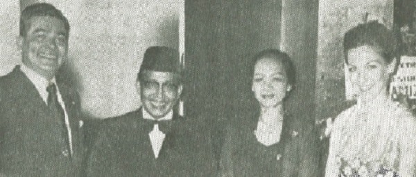 Indonesian Ambassador and Mme. Antonius Josef Witono are flanked by Paraguayan Ambassador and Senora Marcos Martinez Mendieta.