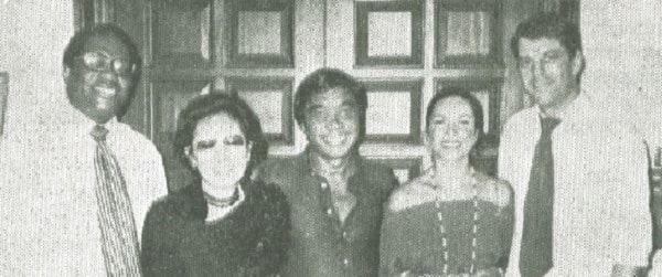 Later host "Sam" Bigombe lined up Tomoko Ashida, Jun Ashida, Marita Pastuszynski and Paul Jeffers for a photo.