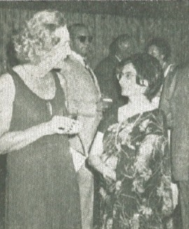 Lady Joan Wilford chats with Majeda Kamal.