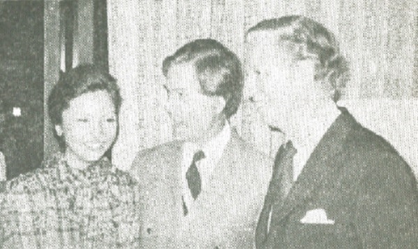 Hostess Chizuko (Chichan) Sakakura with Uruguayan Ambassador Alberto Rodriguez-Nin and Italian Ambassador Boris Biancheri.