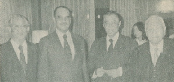 Chuzo Omura of Nichimen Co., Egyptian Counsellor Ahmed Fouad Morsy, Diet members Bunsei Sato and Takeo Nakatani.