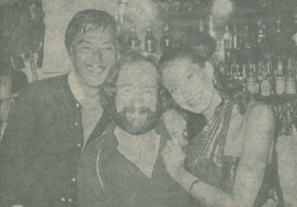 Popular rock artist Dave Mason with actor Jo Shisido and Brenda Welch at the opening of the Samba Club Regency.