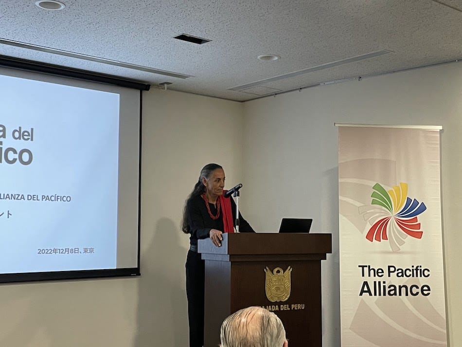 Ambassador of Mexico to Japan, Her Excellency Melba Prea, giving a presentation