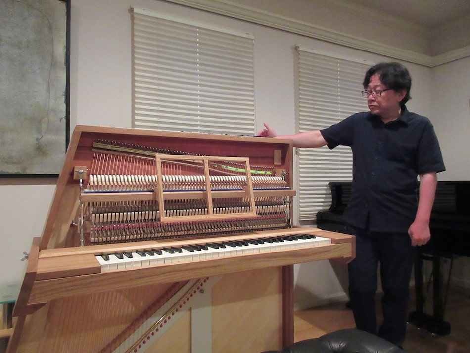 Latvian piano maker Kravins' small 64-key piano "Una Corda"