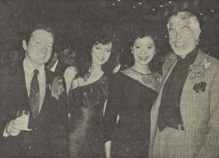 Danny O'Donovan, a judge at the 11th Tokyo Musical Festival; mistress of ceremonies Asahina Maria, the lovely Ruby Alvarez, and Hollywood's leading action star James Coburn, 