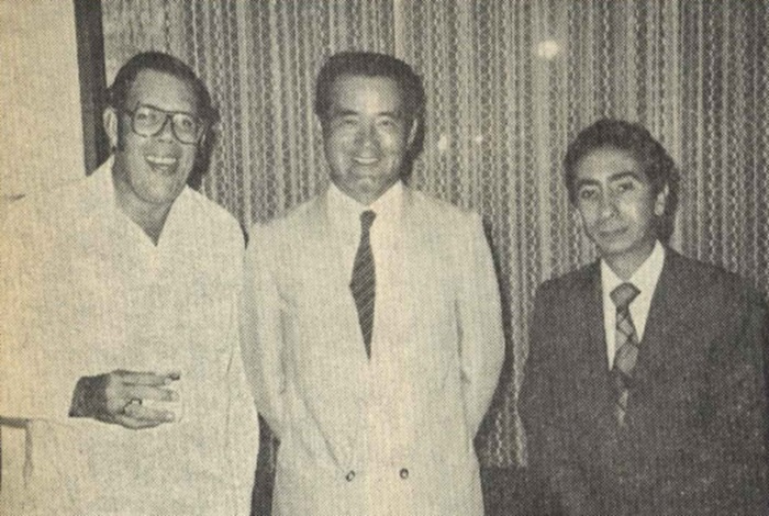 Above: Cuban Ambassador Jose A. Guerra Menchero, Japan's all-time baseball great Shigeo Nagashima and the guest of honor Eduardo H. Gispert.
