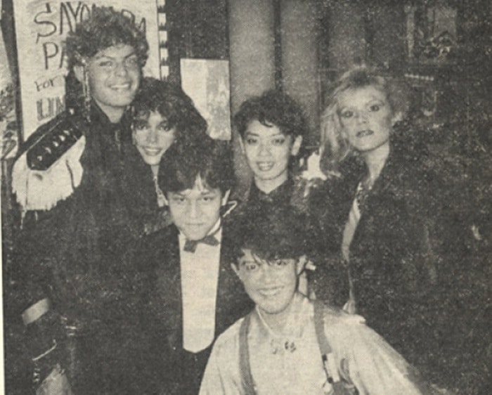 Uwe of the German pop group Nena, Apollonia and Pam with Lex staffers Ayano, Chie and Hiro Imai.