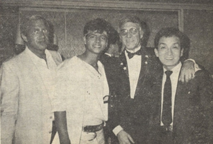 Wham's manager Simon Napier Bell, Robby of Menudo, Hersey and one of Japan's top promoters Johny Kitagawa