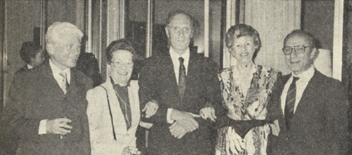 The host and hostess, Federal Republic. Germany Ambassador and Mrs. Walter Boss, Italian Ambassador and Mrs. Marcelo Guidi and Greek Ambassador Constantinos Ayberopoulos. 