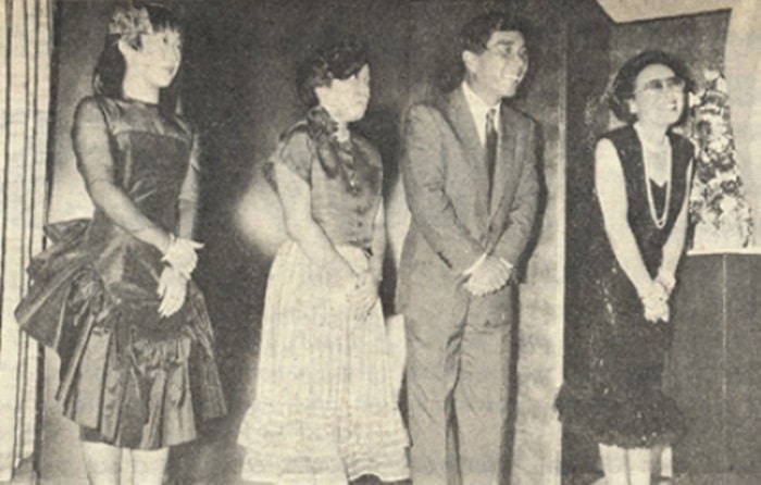 The Jun Ashidas with daughters Yuko and Tae-greet their guests as they arrive at the Imperial Hotel reception and sit-down dinner party