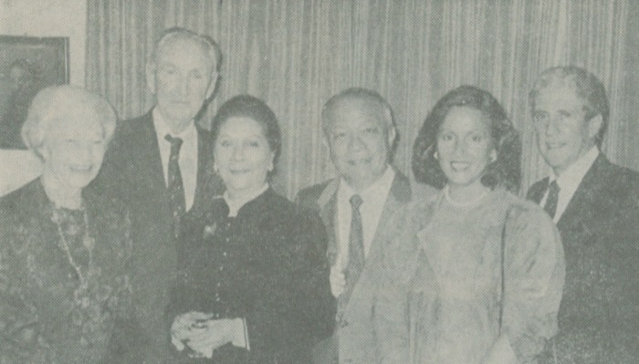 U.S. Ambassador and Mrs. Mike Mansfield, newly arrived Philippine Ambassador and Mrs. Ramon V. del Rosario, and John and Jo Ann Walter (Coca-Cola)