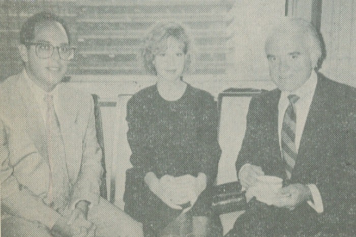 CIC Video's Steve Jarmus, popular young American actress Molly Ringwald and Motion Picture Association of America President Jack Valenti