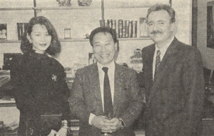 Rieko Mittweg; Shinji Sarada, Vice President, Shochiku-Fuji, and Rolf Mittweg, Vice President, Far East, Walt Disney Productions Japan, Ltd