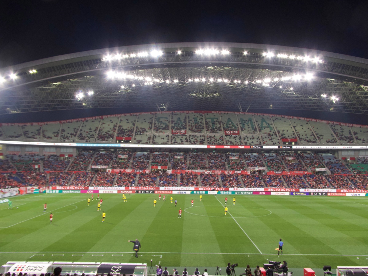 Wide view of the Saitama Stadium during the Urawa Reds vs Kashiwa Reysol football match.