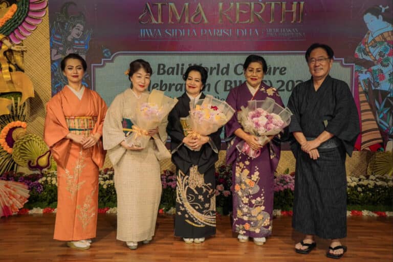 Officials and organizers in kimono and batik at Bali Arts Festival 2026 kimono fashion show